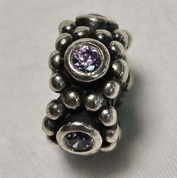 PANDORA Retired Her Majesty Spacer Sterling Silver Purple Zirconia 791122CZ EUC - Picture 1 of 3